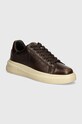 Guess sneakersy skórzane ELBA BRUSHED skóra powlekana brązowy FMTEBR.LEA12.BROBE
