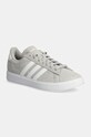 Замшеві кросівки adidas Grand Court імітація лицьової шкіри сірий ID2970