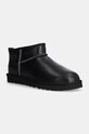 Кожаные сапоги UGG Classic Ultra Mini Lthr Regen с утеплением чёрный 1158191.BLK