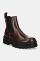 Kožené kotníkové boty Calvin Klein Jeans LUGGED CHELSEA BOOT LTH nezateplené burgundské YM0YM01069