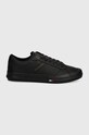 Tommy Hilfiger sneakersy skórzane TH HI VULC STREET RWB LTH LOW FM0FM05201 czarny AW24