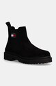 Tommy Jeans botine din piele intoarsa TJM CHELSEA SUEDE casual negru EM0EM01468