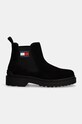Tommy Jeans botine din piele intoarsa TJM CHELSEA SUEDE EM0EM01468 negru NC24