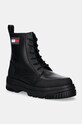 Tommy Jeans bocanci de piele TJM LACE UP LEATHER BOOT cu snur negru EM0EM01511