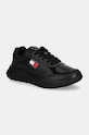 Tommy Jeans sneakers din piele TJM RUNNER FULL LEATHER ESS mic de statură negru EM0EM01445