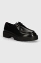 Kožené polobotky Tommy Jeans TJM SMART DERBY SHOE přírodní kůže černá EM0EM01418