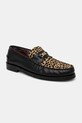 Naked Wolfe mocasini de piele Roma piele negru Roma.Leopard.Hair