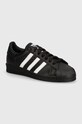 adidas Superstar 82 Core Black White faux grain leather black JI2026