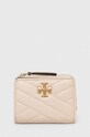 Tory Burch portofel de piele Kira Chevron Bi-Fold piele bej 153121.122