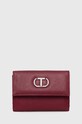 Twinset portfel skórzany skóra licowa bordowy 242TB7016