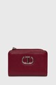 Twinset portfel skórzany skóra licowa bordowy 242TB7017