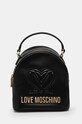 Kožni ruksak Love Moschino natpis crna JC4361PP0L