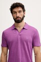 Odzież Vilebrequin polo męskie lniane PYRAMID PYRE9O00 fioletowy