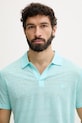 Odzież Vilebrequin polo męskie lniane PYRAMID PYRE9O00 turkusowy