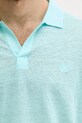 Vilebrequin polo męskie lniane PYRAMID turkusowy PYRE9O00