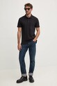 Памучна тениска с яка Calvin Klein Jeans J30J326619 черен AW24