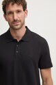 Памучна тениска с яка Calvin Klein Jeans черен J30J326619