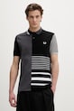 Odzież Fred Perry polo bawełniane Beams Striped Panel Shirt SM7188.102 czarny
