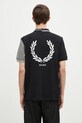Îmbrăcăminte Fred Perry polo de bumbac Beams Striped Panel Shirt SM7188.102 negru