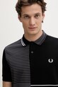 Fred Perry polo bawełniane Beams Striped Panel Shirt czarny SM7188.102