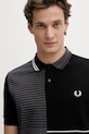 Fred Perry polo bawełniane Beams Striped Panel Shirt czarny SM7188.102