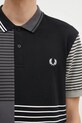 Fred Perry polo de bumbac Beams Striped Panel Shirt negru SM7188.102