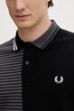 Fred Perry polo bawełniane Beams Striped Panel Shirt SM7188.102 czarny
