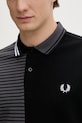 Fred Perry polo bawełniane Beams Striped Panel Shirt SM7188.102 czarny