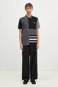 Fred Perry polo de bumbac Beams Striped Panel Shirt SM7188.102 negru