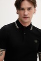 Fred Perry polo bawełniane The Twin Tipped Shirt czarny M3600.W54