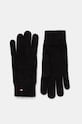 Rukavice s prímesou kašmíru Tommy Hilfiger s prímesou vlny čierna AW0AW16435