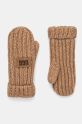 Детские перчатки с примесью шерсти UGG CHUNKY MITTEN с добавлением шерсти коричневый 100030