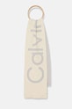 Вълнен шал Calvin Klein трикотаж бежов K60K612605
