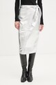BA&SH fusta de piele 1H24FAYE argintiu AW24