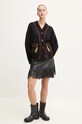 Юбка Never Fully Dressed Vegan Leather Mini Fringe Jaspre NFDSK591 чёрный AW24
