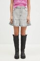 Τζιν φούστα GANNI Future Denim Pleated Mini Skirt ύφασμα γκρί J1550