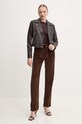 Pinko pantaloni de catifea cord 103882.A20R maro AW24