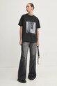 K+LUSHA tricou din bumbac KLM54001TJ006PX negru AW24