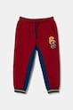 United Colors of Benetton pantaloni de trening pentru copii cu modele burgundia 32N4GF03X.P.Seasonal