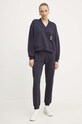 Pinko spodnie dresowe bawełniane 100371.A23C granatowy AW24