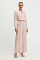 Hlače s dodatkom lana Karl Lagerfeld 245W1006 roza AW24