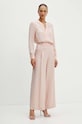 Karl Lagerfeld spodnie z domieszką lnu 245W1006 różowy AW24
