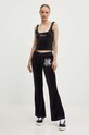 Juicy Couture spodnie dresowe welurowe RENAISSANCE CAISA LOW RISE PANT JCGBJ224002.101 czarny AW24