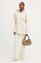Luisa Spagnoli pantaloni de lana MODINE 58468 bej AW24