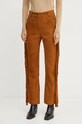 Weekend Max Mara pantaloni de piele întoarsă Joy Road x Lucy Hale drept maro 2425436016600