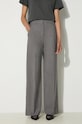 Vlněné kalhoty Kenzo Cool Wool Wide Pants šedá FE62PA0949RB.97