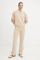 Twinset spodnie dresowe welurowe welur beżowy 242LL2PFF