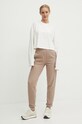 Памучен спортен панталон Guess STACIE V4BB00.KC5O0 бежов AW24