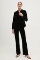 Sisley pantaloni de catifea 41EULF06A negru AW24