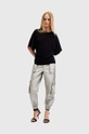 AllSaints pantaloni de bumbac FREDA tricotaj argintiu W067TA